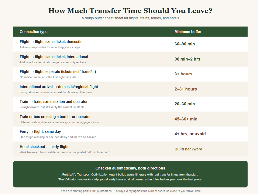 How Much Transfer Time Should You Leave Between Flights, Trains, and Hotels?